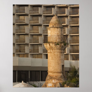 Minaret van de Jama al-Bahr-waterfrontmoskee Poster
