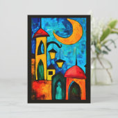 Minaretten & maanlicht Ramadan Geometrische Moskee Kaart (Staand voorkant)