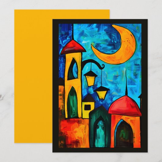 Minaretten & maanlicht Ramadan Geometrische Moskee Kaart (Voorkant / Achterkant)