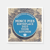 Mince Pies Geboorteplaats - Blauwe Plaque Servet (Voorkant)