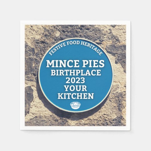 Mince Pies Geboorteplaats - Blauwe Plaque Servet (Voorkant)