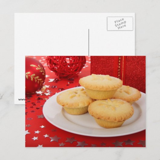 Mince Pies met Kerstmis Feestdagenkaart (Voorkant / Achterkant)