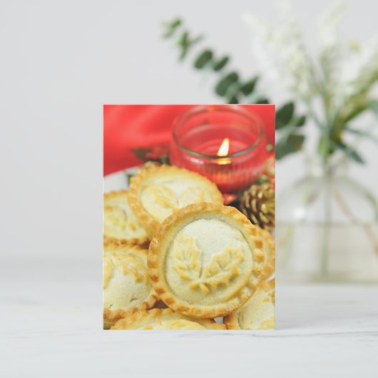 Mince pies voor kerstmis feestdagenkaart (Staand voorkant)
