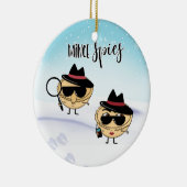 mince spies grap mince taart grappige kerstmis keramisch ornament (Rechts)