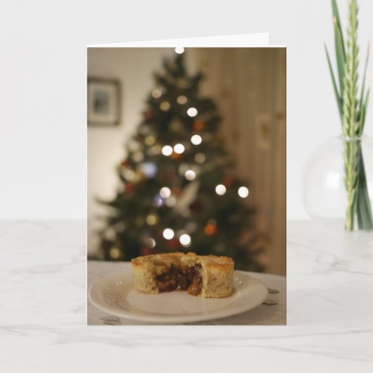 Mince-taart met kerstboom feestdagen kaart (Voorkant)