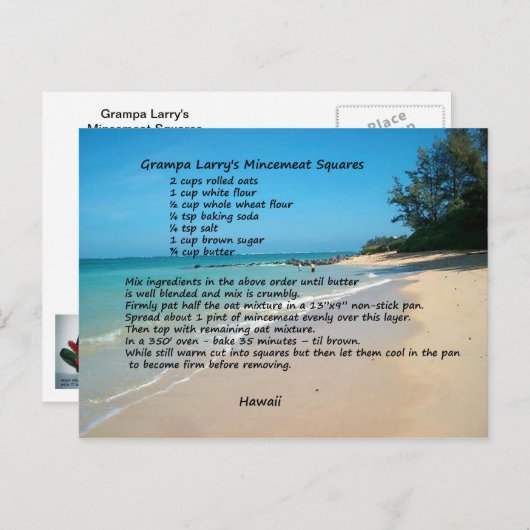 Mincemat Squares Recipe Briefkaart (Voorkant / Achterkant)