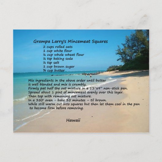 Mincemat Squares Recipe Briefkaart (Voorkant)