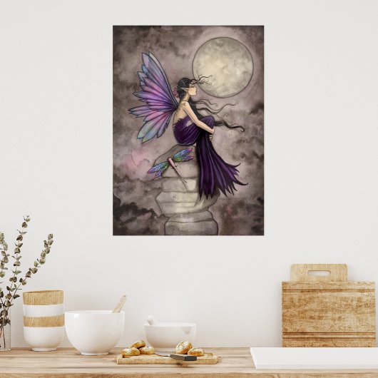 Mind Adrift Fantasy Fairy and Dragonfly Art Poster (Keuken)
