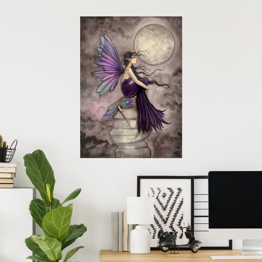 Mind Adrift Fantasy Fairy and Dragonfly Art Poster (Thuiskantoor)