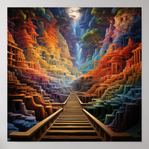 Mind-Bending Illusion Poster: Levendige kleuren en Poster