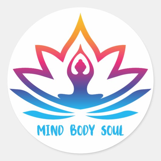 Mind Body Soul Yoga geïnspireerd Ronde Sticker (Voorkant)