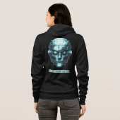 Mind Control Cyberpunk Blue Grunge voor- en achter Hoodie (Achterkant volledig)