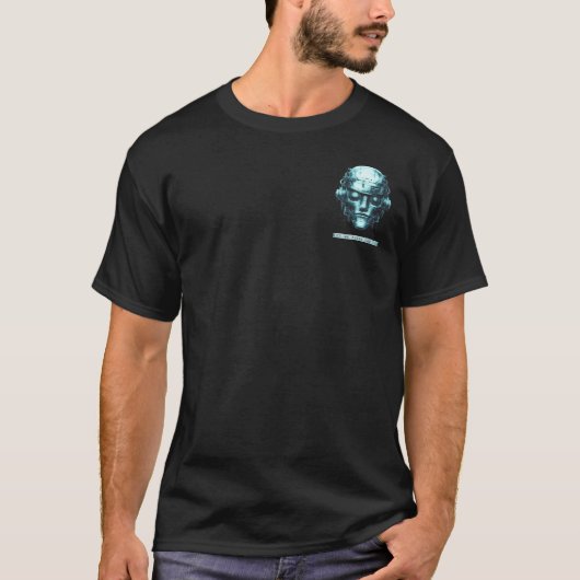 Mind Control Cyberpunk Blue Grunge voor- en achter T-shirt (Voorkant)