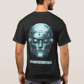 Mind Control Cyberpunk Blue Grunge voor- en achter T-shirt (Achterkant)