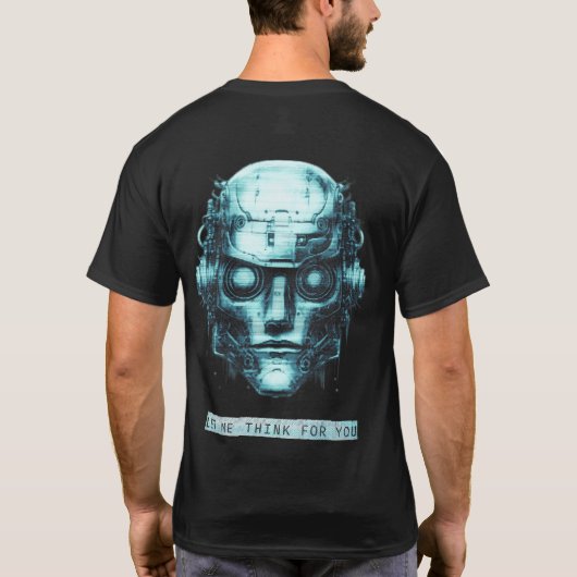 Mind Control Cyberpunk Blue Grunge voor- en achter T-shirt (Achterkant)