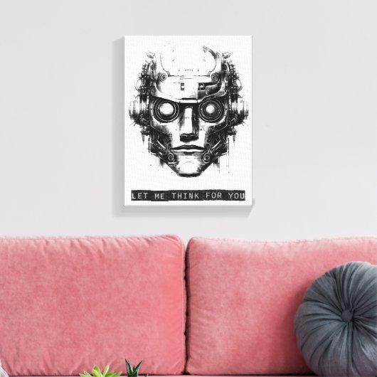 Mind Control Cyberpunk Robot Black Print Canvas (Insitu (Woonkamer))