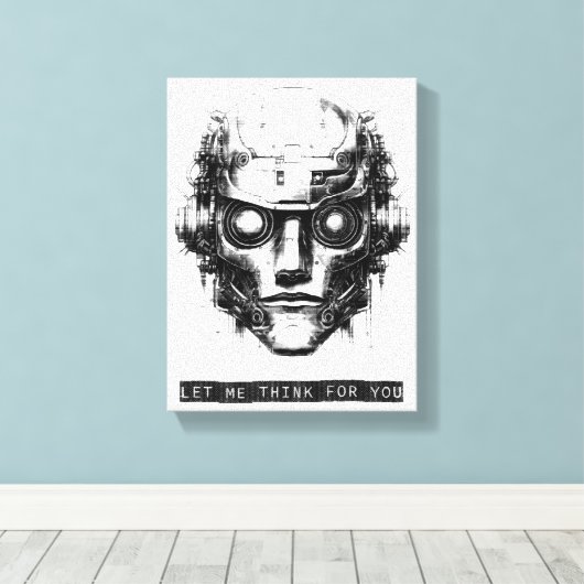 Mind Control Cyberpunk Robot Black Print Canvas (Insitu (Houten vloer))