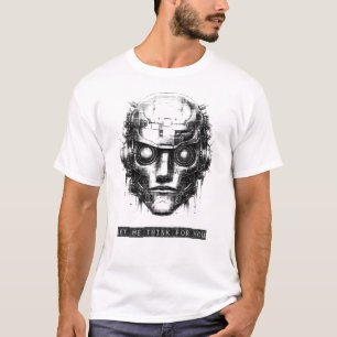 Mind Control Cyberpunk Robot Black Print Mannen T-shirt