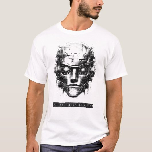 Mind Control Cyberpunk Robot Black Print Mannen T-shirt (Voorkant)