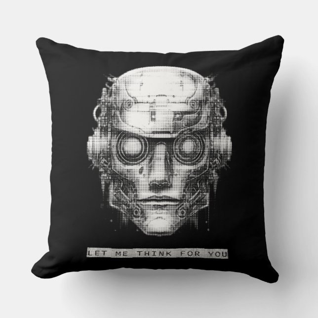 Mind Control Cyberpunk Robot Kussen (Voorkant)