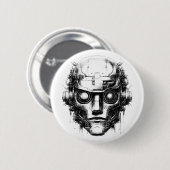 Mind Control Cyberpunk Robot Only Black Print Ronde Button 5,7 Cm (Voorkant /achterkant)