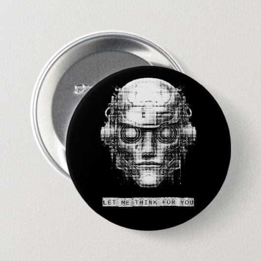 Mind Control Cyberpunk Robot Ronde Button 7,6 Cm (Voorkant /achterkant)