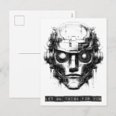 Mind Control Cyberpunk Robot Zwart Print Feestdagenkaart (Voorkant / Achterkant)