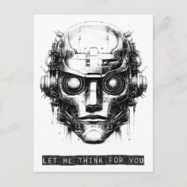 Mind Control Cyberpunk Robot Zwart Print Feestdagenkaart