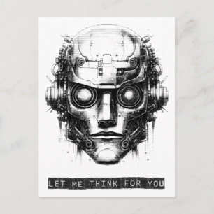 Mind Control Cyberpunk Robot Zwart Print Feestdagenkaart
