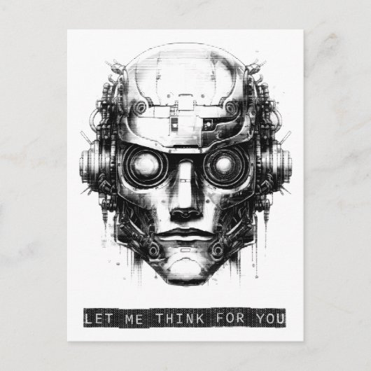 Mind Control Cyberpunk Robot Zwart Print Feestdagenkaart (Voorkant)
