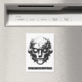 Mind Control Cyberpunk Robot Zwart Print Magneet (Insitu (Vaatwasser))
