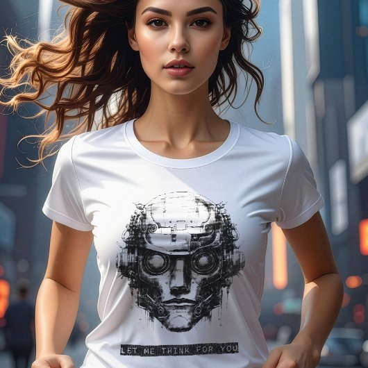 Mind Control Cyberpunk Robot Zwart Print T-shirt