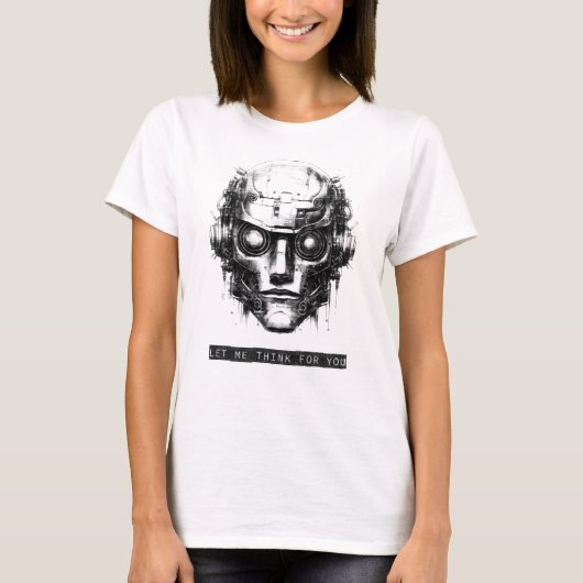 Mind Control Cyberpunk Robot Zwart Print T-shirt (Voorkant)