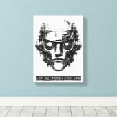 Mind Control Cyberpunk Robot Zwarte Print Canvas (Insitu (Houten vloer))