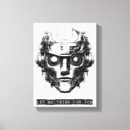 Mind Control Cyberpunk Robot Zwarte Print Canvas