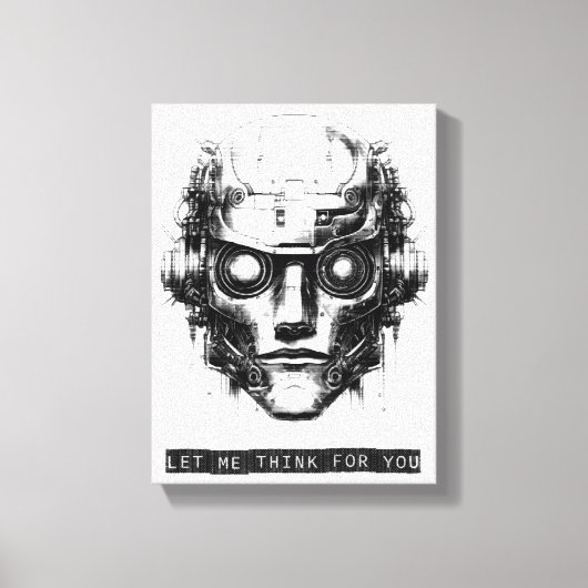Mind Control Cyberpunk Robot Zwarte Print Canvas (Voorkant)
