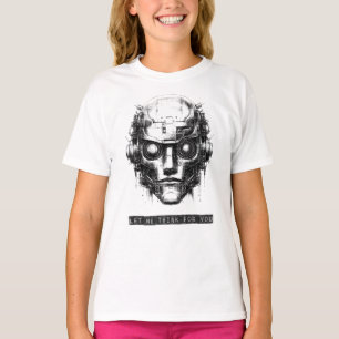 Mind Control Cyberpunk Robot Zwarte Print Meisjes T-shirt