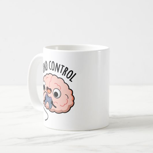 Mind control Funny Brain Pun Koffiemok (Voorkant links)