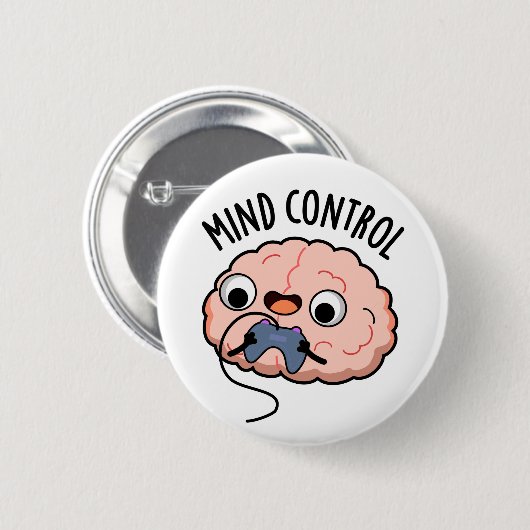 Mind control Funny Brain Pun Ronde Button 5,7 Cm (Voorkant /achterkant)