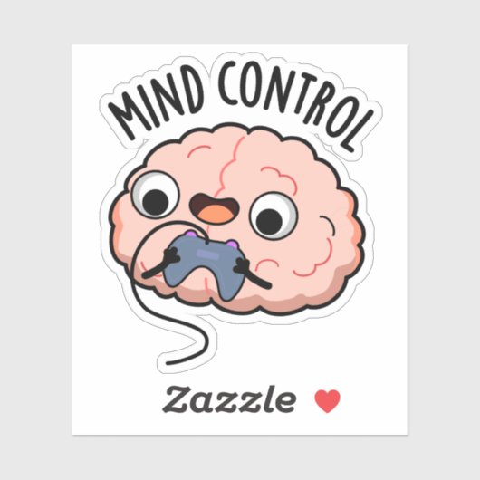 Mind control Funny Brain Pun Sticker (Vel)