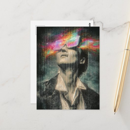 Mind Control Glitch Art Briefkaart (Voorkant / Achterkant in situ)