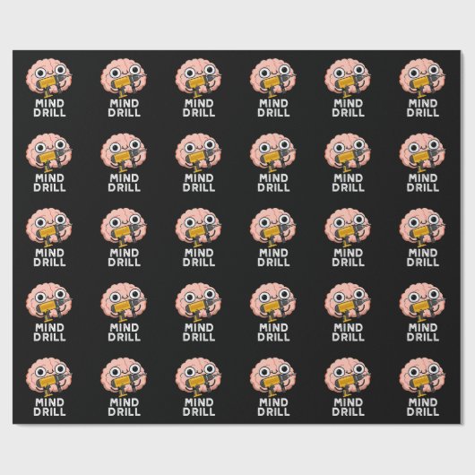 Mind Drill Funny Brain Tool Pun Dark BG Cadeaupapier (Vlak)