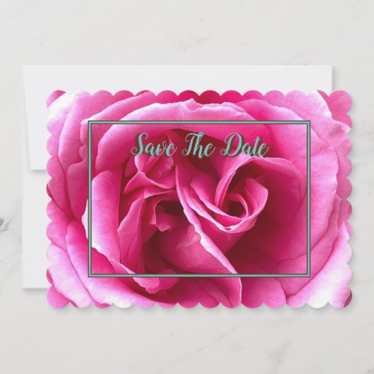 Mind-editie: Roze Roos Save The Date-uitnodiging Kaart (Voorkant)