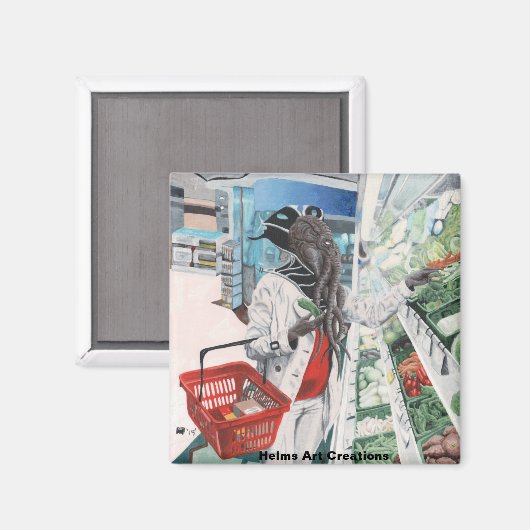Mind Flayer Grocery Shopping Fantasy Art Magnet (Voorkant / Achterkant)