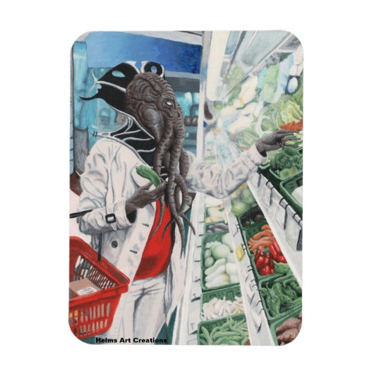Mind Flayer Grocery Shopping Fantasy Art Magnet Magneet (Verticaal)