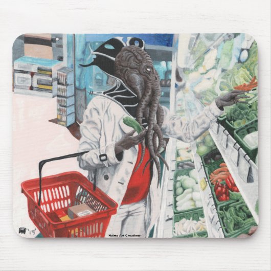 Mind Flayer Grocery Shopping Fantasy Art Mousepad Muismat (Voorkant)