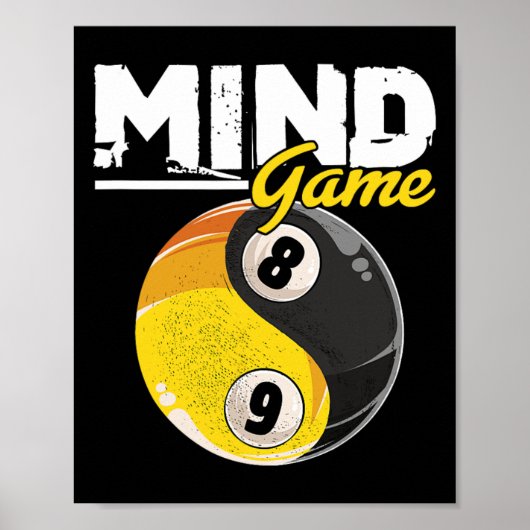 Mind Game Billiards Snooker Cue Stick Pool Billiar Poster (Voorkant)