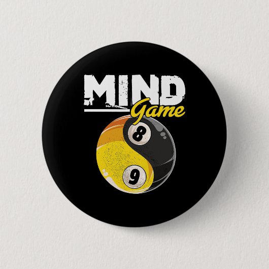 Mind Game Billiards Snooker Cue Stick Pool Billiar Ronde Button 5,7 Cm (Voorkant)