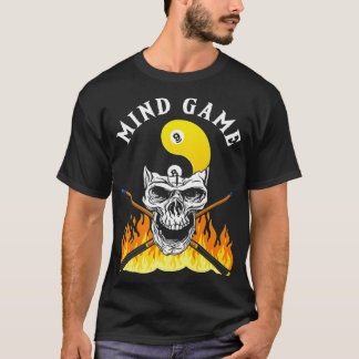 Mind Game Pool Billiards Player Cue Billiard Skull T-shirt