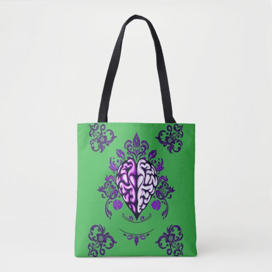 Mind Harmony – Ornamental Brain-Heart Fusion Tote Bag (Voorkant)